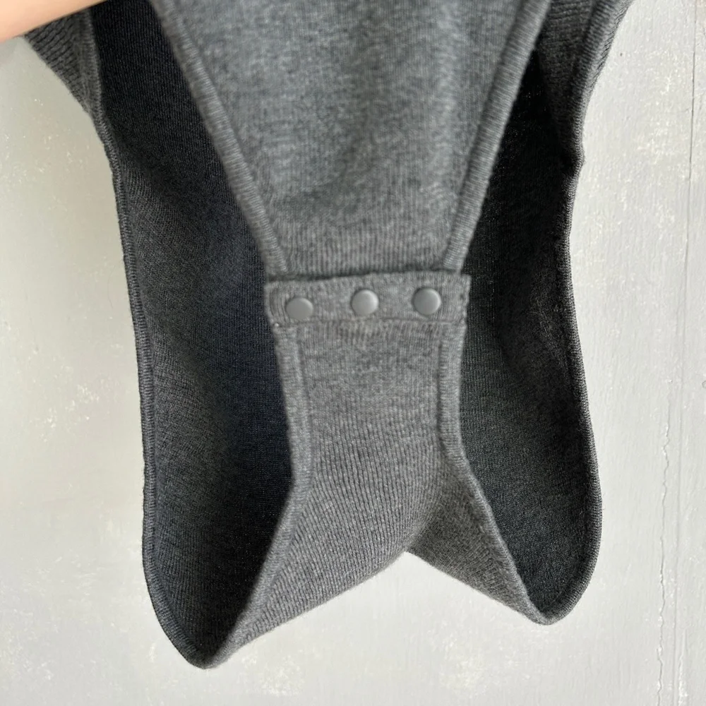 ADAY size M Like a Glove bodysuit high neck short sleeve gray merino wool blend - Picture 6 of 11